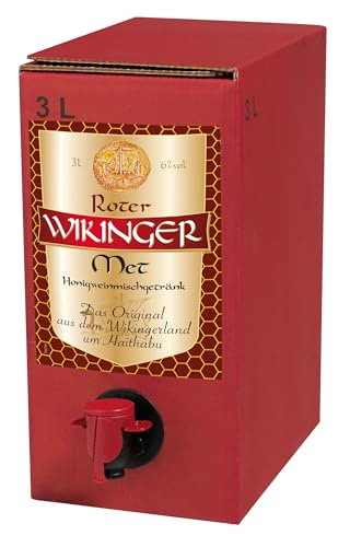 Wikinger | Roter Wikinger Met | 1x3L | Bag in Box | Honigwein aus der historischen Ursprungsregion in Norddeutschland mit Kirschsaft | fruchtig aromatisch | Das Original von Original Wikinger Met