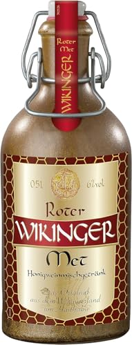 Wikinger | Roter Wikinger Met | 1 x 0.5l | im Tonkrug | Honigwein aus der historischen Ursprungsregion in Norddeutschland | Mit Kirschsaft | fruchtig aromatisch von Original Wikinger Met