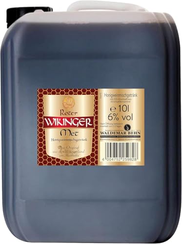 Roter Wikinger Met | 1 x 10 L | Honigwein aus der historischen Ursprungsregion in Norddeutschland | Honigmet mit Kirschsaft | fruchtig aromatisch | 6 % vol. von Original Wikinger Met