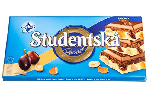 Orion Studentska Duomix Weiße Milchschokoladenriegel mit Rosinen/Gelee und Erdnüssen, 180 g, 15 Stück Orion Studentska Duomix Weiße Milchschokoladenriegel mit Rosinen/Gelee und Erdnüssen, 180 g, 15 Stück von Orion