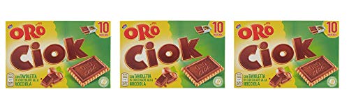 3x Oro Ciok schokoriegel mit Milchschokolade und Haselnuss Kekse 250 gr 10 snack von Oro Ciok