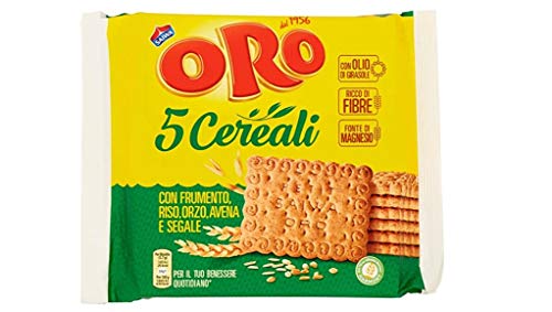 3x Oro Saiwa 5 Cereali Getreidekekse mit Weizen, Reis, Gerste, Hafer und Roggen biscuits cookies 100% Italienische Kekse 400g von Saiwa