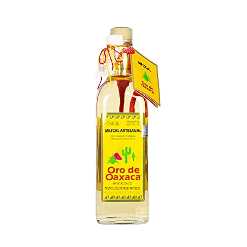 ORO DE OAXACA Mezcal Artesanal, 700ml, 40% vol. - Premium Spirituose aus 100% Espadin-Agave mit einem Maguey-Wurm, Oaxaca - Mexiko, 38% vol, Flasche 700ml von Oro de Oaxaca