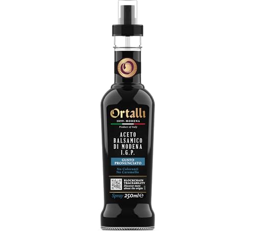 Ortalli – Balsamico-Essig Il Pantaro | Spray-Format | Mittlere Dichte | Ideal für rohe und gekochte Saucen, Gemüse und Salate | Ohne Farbstoffe und Konservierungsstoffe | 250 ml von Ortalli