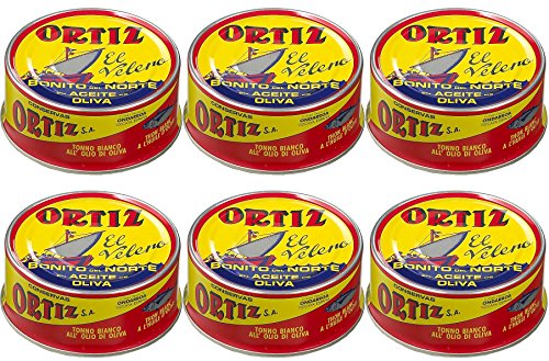 Conservas Ortiz Bonito del Norte weißer Thunfisch in Olivenöl 250 gr. - [Pack 6] von Ortiz