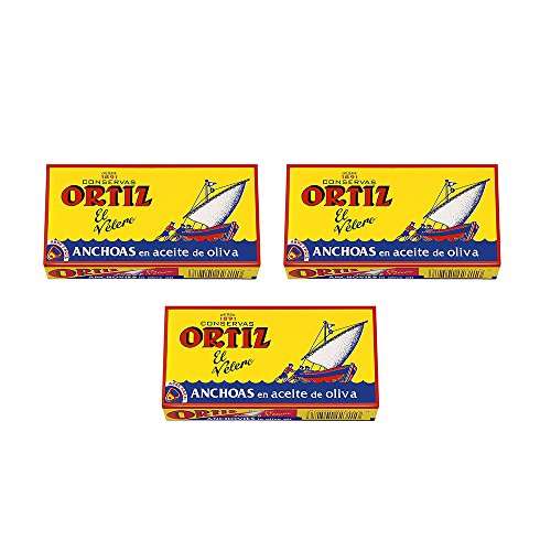 Ortiz Anchoas En Aceite De Oliva - Anchovies In Olivenöl, Sardellenfilets, 3er Pack (3 x 47 g) von Ortiz