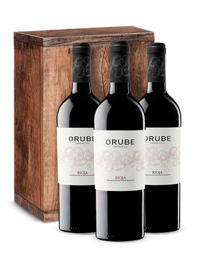 Orube Garnacha (3 x 0,75l) – Spanischer Rotwein aus 100% Garnacha-Trauben aus dem Anbaugebiet Rioja, Trocken, intensive Aromen von reifen Früchten, 8 Monate Lagerung im Eichenfass in Geschenkbox von Orube