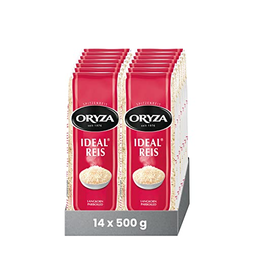 ORYZA Ideal Parboiled Reis 500g, 14er Pack (14 x 500g), Langkorn-Reis, vegan, von Natur aus glutenfrei von Oryza