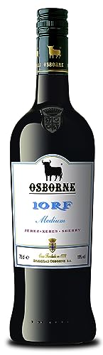 Osborne Sherry 10 RF Medium – Hochwertiger, halbtrockener Sherry, hergestellt nach dem Solera-Verfahren aus Andalusien in Spanien mit 19% vol. (1 x 0,75l) von Osborne