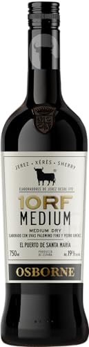 Osborne Sherry 10 RF Medium – Hochwertiger, halbtrockener Sherry, hergestellt nach dem Solera-Verfahren aus Andalusien in Spanien mit 19% vol. (1 x 0,75l) von Osborne