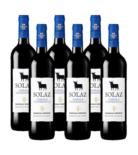 Osborne Solaz Shiraz & Tempranillo Trocken – Fruchtbetonter, harmonischer Rotwein aus der spanischen Wein-Region Tierra de Castilla mit 13,5% vol. (6 x 0,75l) von Osborne