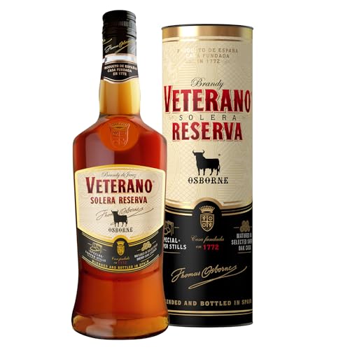 Osborne Veterano Reserva – Brandy de Jerez Solera Reserva aus Spanien, hergestellt nach dem Solera-Verfahren in edler Geschenkpackung mit 36% vol. (1x 0,7l) von Osborne