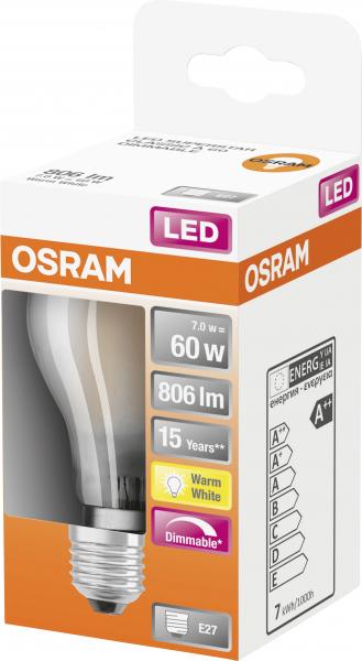 Osram LED Superstar Classic A60 7W E27 warmweiß dimmbar von Osram