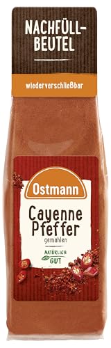 Ostmann Gewürze - Cayenne-Pfeffer gemahlen | Zum pikanten Würzen von Fleisch- und Gemüsegerichten | Zum Nachfüllen der Streudose | Wiederverschließbare Verpackung | 40 g im Beutel von Ostmann