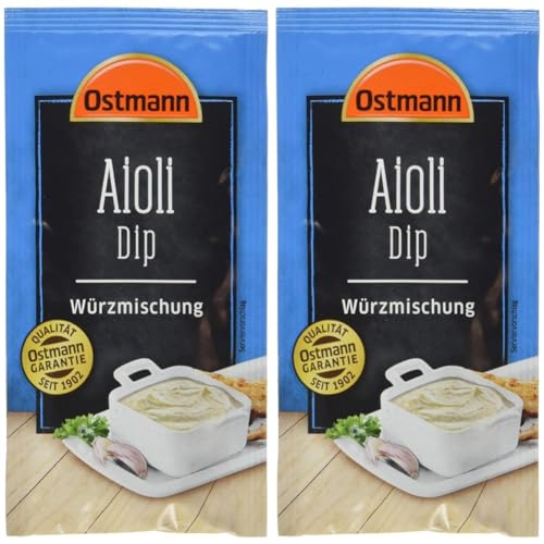 Ostmann Gewürze – Aioli Dip, aromatische Gewürzmischung für leckere Dips und Soßen zu Snacks, Chips, Brot, Fleisch, Gemüse und vielem mehr, 10 g (Packung mit 2) von Ostmann