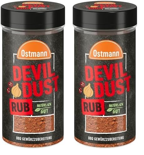Ostmann Gewürze - Devil Dust | BBQ Rub Gewürzzubereitung | Scharfe Trockenmarinade für Grillfleisch | 140 g im Streuer (Packung mit 2) von Ostmann