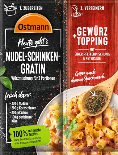 Ostmann Gewürze - Heute gibt's Nudel-Schinken-Gratin | Würzmischung für 3 Portionen Nudelgratin mit passendem Gewürztopping | 100 % natürliche Zutaten | 27 g im Beutel Ostmann Gewürze - Heute gibt's Nudel-Schinken-Gratin | Würzmischung für 3 Portionen Nudelgratin mit passendem Gewürztopping | 100 % natürliche Zutaten | 27 g im Beutel von Ostmann