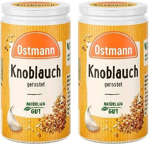 Ostmann Gewürze - Knoblauch geröstet Ideal in Salat-Dressings und Marinaden Recyclebare, nachfüllbare Streudose 40 g im Streuer (Packung mit 2) von Ostmann