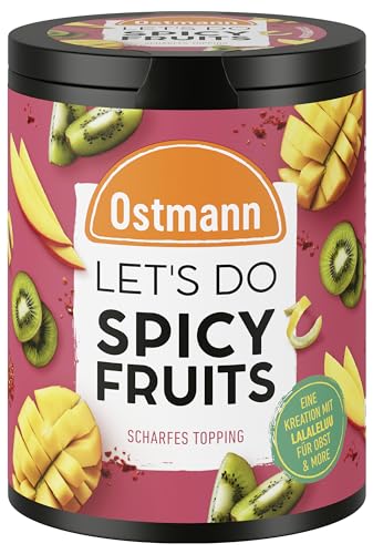 Ostmann Gewürze - Let's Do Spicy Fruits | Würzmischung für süßes Obst kreiert von Lalaleluu | scharfes Obst-Topping mit Chili und Pfeffer, lecker auf Apfel oder Mango | 70 g in recyclebarer Metalldose von Ostmann