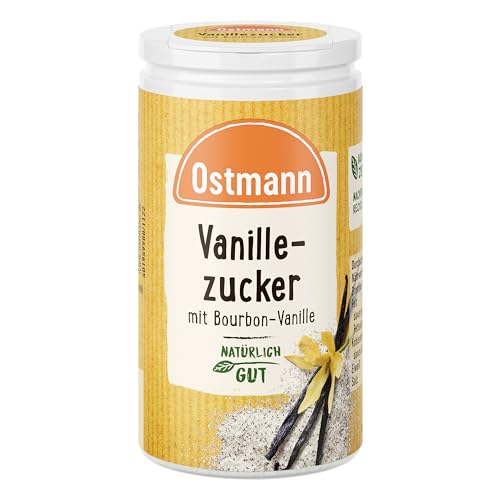 Ostmann Gewürze – Vanillezucker mit Bourbon Vanille | Zucker mit Extrakt aus Bourbon-Vanilleschoten | Zum Verfeinern von Kuchen, Desserts & Co | 45 g im Streuer von Ostmann