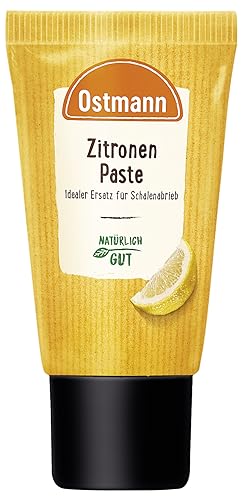Ostmann Gewürze - Zitronenpaste aus natürlichen Zutaten, mit 38 % Zitronenschalen, Zitronen-Aroma für Backwaren und Desserts - 50 g in praktischer Dosier-Tube von Ostmann