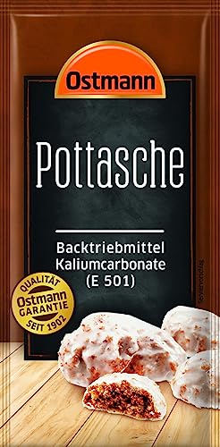 Ostmann Gewürze – Pottasche, Backtriebmittel für Honig- und Lebkuchen, ideal als Backpulver für schwere Flachgebäcke, Kaliumcarbonat E 501, vegan, 6 x 15 g von Ostmann