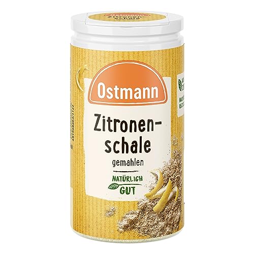 Ostmann Gewürze – Zitronenschale, gemahlene Schale für ein frisches Zitronen-Aroma, zum Backen oder Verfeinern von Soßen, Dressings & Desserts, vegan, 35 g von Ostmann