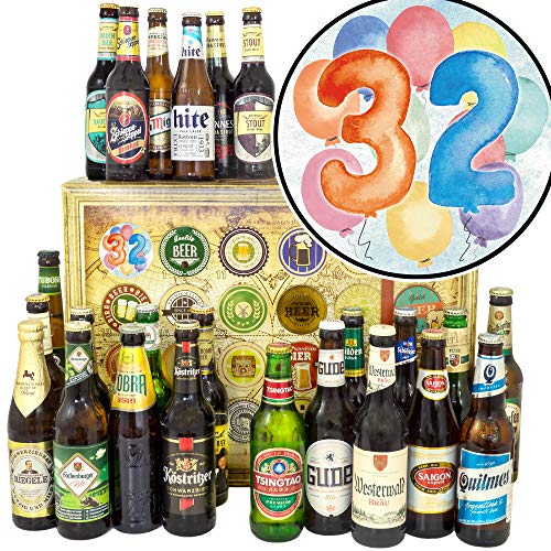 Geschenk zum 32. / Bier Set DE und Welt/Geschenke 32 Geburtstag Mann/Adventskalender 2023 Bier von ostprodukte-versand