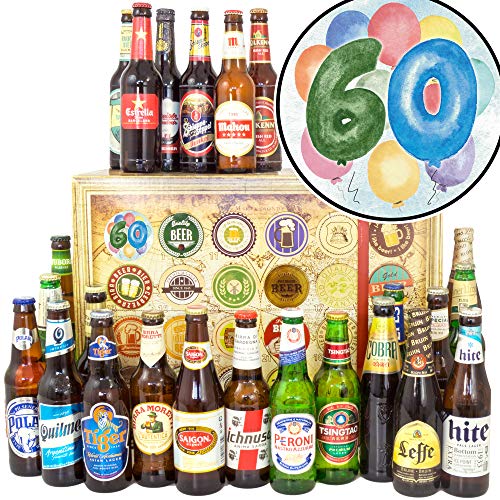 ostprodukte-versand 60. Geburtstag + 60. Geburtstag Geschenk Ideen + 24x Biere der Welt + Weihnachtskalender 2023 für Ihn Bier von ostprodukte-versand