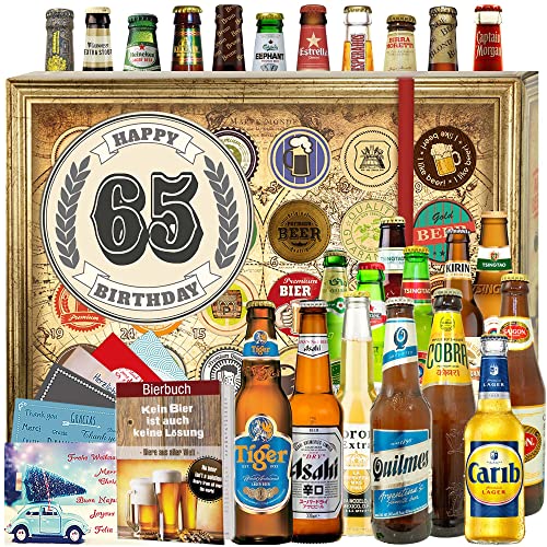 65. Geburtstag + Bier aus der Welt 24x + Geschenk zum 65 Geburtstag für Papa + Adventskalender 2024 2025 Bier von ostprodukte-versand