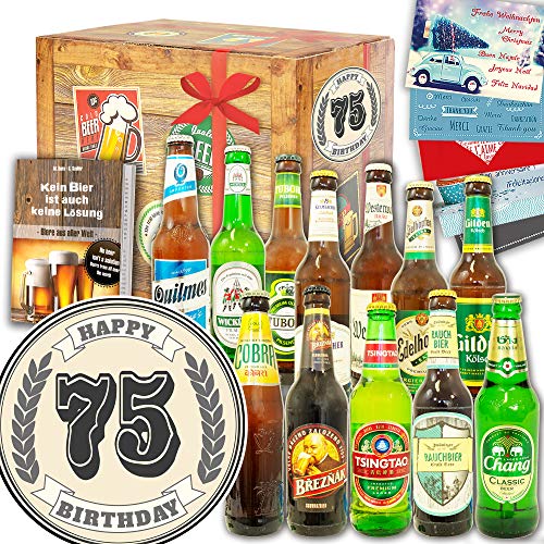75. Geburtstagsgeschenk ++ 12 Biere Welt und DE ++ 75ter Geburtstag Geschenke von ostprodukte-versand