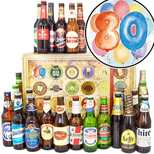 80. Geburtstagsgeschenk + mit Bieren der Welt 24x + 80 er Geburtstag Geschenke + Biere der Welt Adventskalender 2024 2025 von ostprodukte-versand