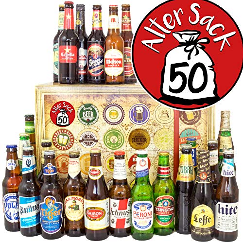 Alter Sack 50 / Biere der Welt - 24x / Geschenkidee Herr 50 / Bier Adventskalender 2023 von ostprodukte-versand