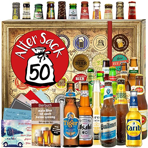 Alter Sack 50 / Bierbox mit Bieren der Welt/Geburtstagsgeschenk Mann/Bier Kalender Weihnachten 2023 von ostprodukte-versand