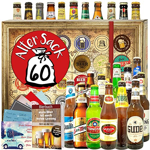 Alter Sack 60 ++ 24 Biere aus der Welt und D ++ Geschenkset Mann/Bier Adventskalender 2023 von ostprodukte-versand