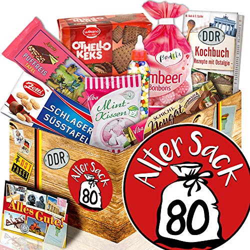 Alter Sack 80 - Mann Geschenk Idee - Ostpaket mit Süßigkeiten von ostprodukte-versand
