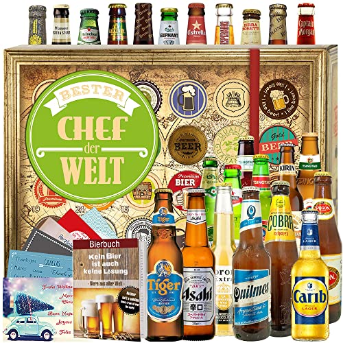 Bester Chef - 24 Biere aus der Welt - Geschenke Bester Chef - Biersorten Adventskalender 2023 von ostprodukte-versand