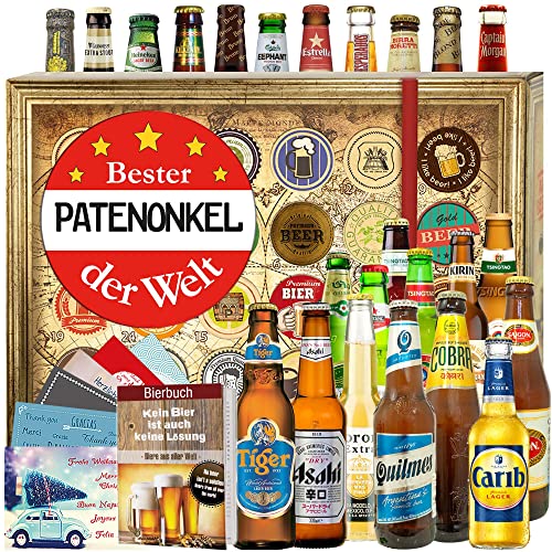 Bester Patenonkel + 24er Bierbox Welt + Geschenke Patenonkel + Adventskalender 2024 2025 Bier Männer von ostprodukte-versand