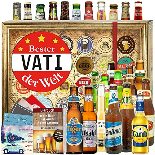 Bester Vati - 24x Biere der Welt - Geschenk bester Vater Geburtstag - Kalender Weihnachten Bier 2023 von ostprodukte-versand