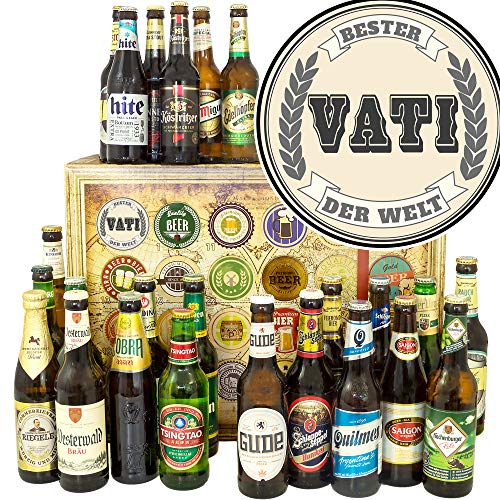Bester Vati der Welt ++ Biere aus aller Welt und D 24x ++ Geschenke für Vater/Weihnachtskalender 2023 Bier von ostprodukte-versand