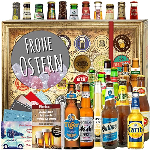 Frohe Ostern + Geschenke zu Ostern Freundin + Biersorten aus der Welt 24x + Bier Adventskalender 2023 von ostprodukte-versand