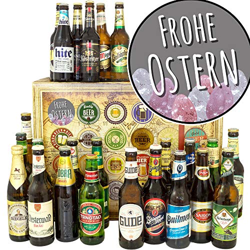Frohe Ostern - Geschenke zu Ostern Mann - Bier der Welt und DE 24x / Bier Adventskalender 2024 2025 von ostprodukte-versand