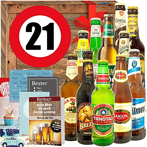 Geburtstagsgeschenk 21. ++ 12er Bier Set Welt & DE ++ Zum 21 Geburtstag Mann von ostprodukte-versand