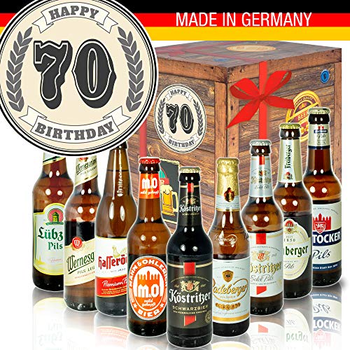 Geschenk 70. Geburtstag - Bier Geschenkbox mit Biersorten aus Ostdeutschland von ostprodukte-versand