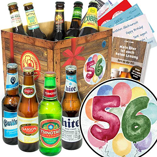 Geschenke 56. Geburtstag/Bier Geschenk mit Bieren aus aller Welt von ostprodukte-versand