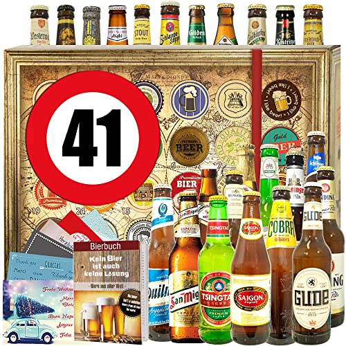 Geschenke Mann 41. / 24 x Bier Welt und DE / 41 Geburtstag tolle Geschenke Mann/Adventskalender 2023 mit Bier von ostprodukte-versand