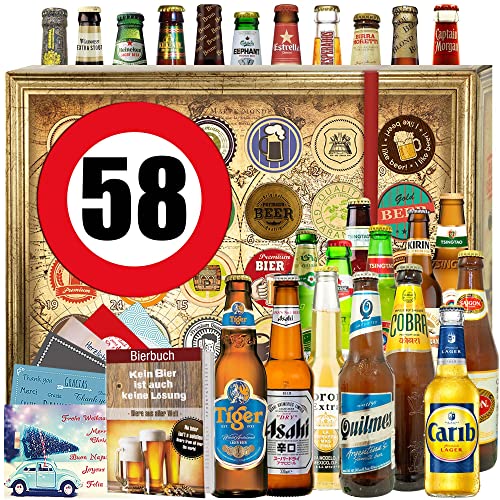 Geschenke Männer 58. - 24x Bier der Welt - Bier - Geschenkset - Bier Weihnachtskalender 2023 von ostprodukte-versand