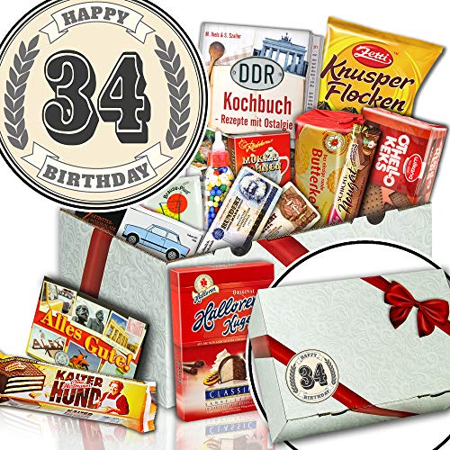 ostprodukte-versand Geschenke zum 34. Geburtstag - Süßigkeiten Box Geschenk - 34 Jahre Geburtstag von ostprodukte-versand