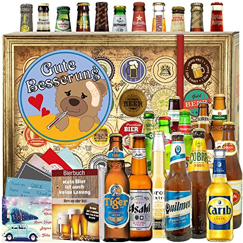 Gute Besserung + Bier aus der Welt 24x + Geschenkset gute Besserung + Bier Geschenk Adventskalender 2023 von ostprodukte-versand