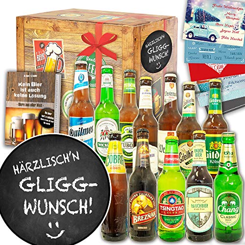 Härrzlisch'n Gliggwunsch ++ 12er Bier Set Welt & DE ++ Geschenk Spruch lustig von ostprodukte-versand